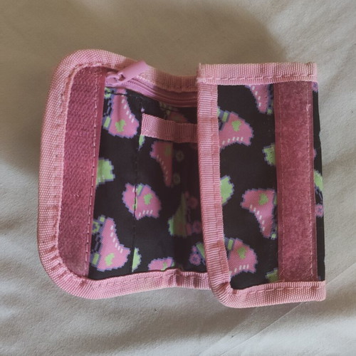Children's wallet pink and black with skates and girl power message new