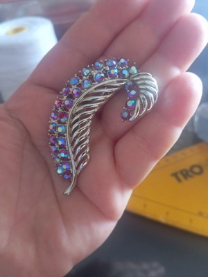 Vintage brooch with AB crystals