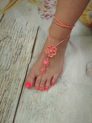 Κοσμήματα Barefoot για τα πόδια καινούργια ροζ, χειροποίητο