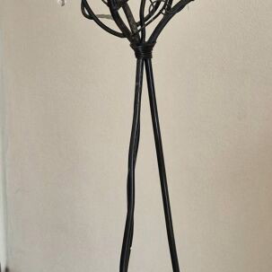 Metal floor candle holder used 1.3 m handmade with crystals