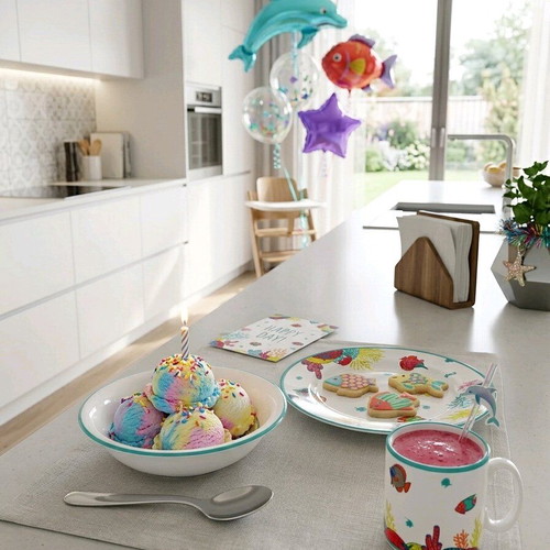 Auerhahn Porcelain children's dinner set Ocean, 3 pieces