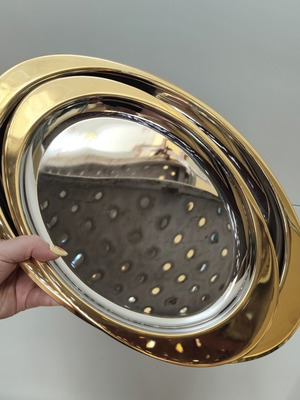 Set of 2 Oval 24K Gold Plated Trays new, unused