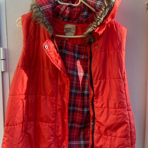 Puffer jacket used, red, size L