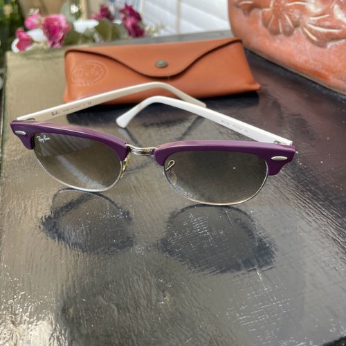 Ray Ban Clubmaster sunglasses with white arm and purple detail like new