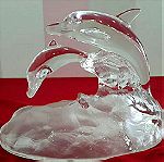  Άγαλμα/ φιγούρα δύο δελφίνια Cristal D'arques France, κρύσταλλο