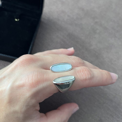 Steel ring with Mother of Pearl, statement design