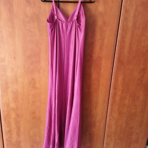 Maxi evening dress fuchsia with glitter and slit L&S like new