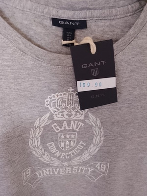 Gant T-shirt new, cotton, grey, size M
