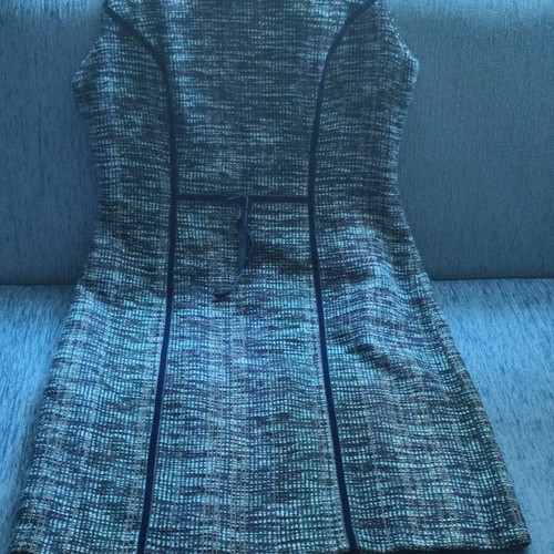 Sleeveless dress in blue tweed fabric, size 50, like new