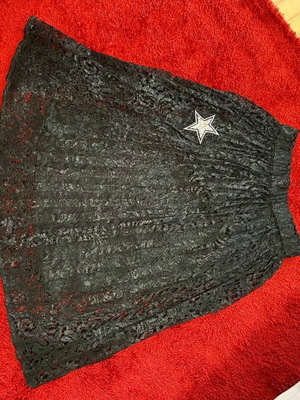 Lace skirt with lining and star, new, black