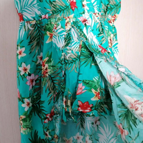 Doca romper dress with straw hat gift, one size, tropical floral