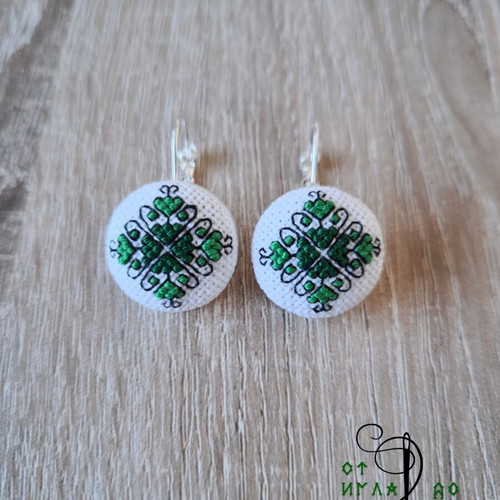 Earrings with embroidery, new, stainless steel parts