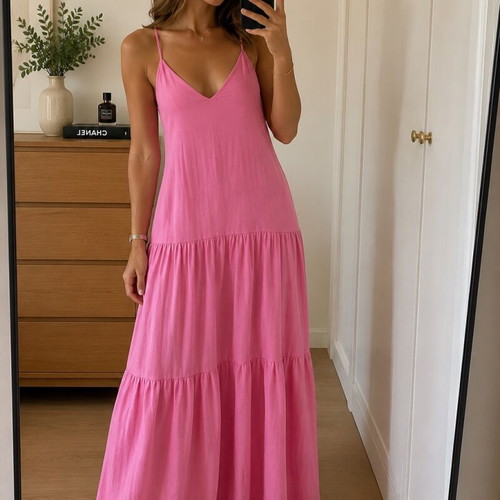 Barbie Pink Long Dress Zara like new, medium to large