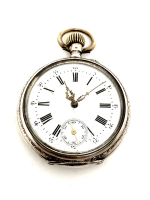 Silver 800 Swiss vintage pocket watch used 1900s
