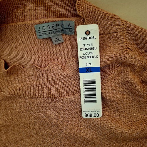 Joseph A knitted sweater new, golden rose color, size XL