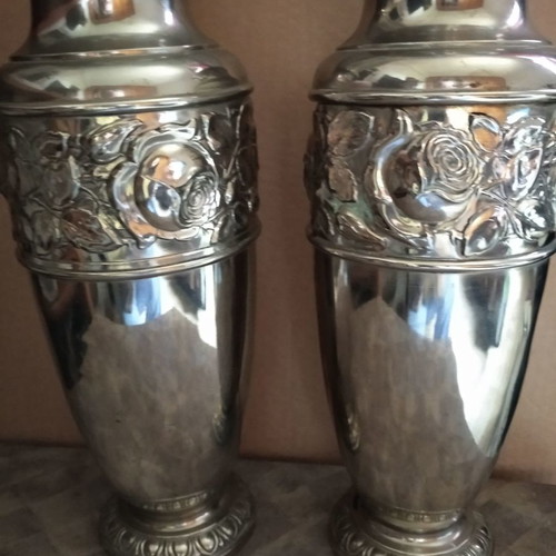Brass vases used, set of two, Plata Gutenberg Lenk Austria
