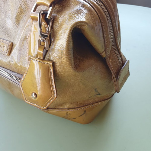 Longchamp patient leather handbag used, yellow and orange