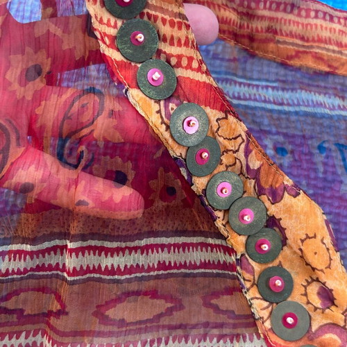 Boho beach coverup sheer maxi summer dress size M, made in India