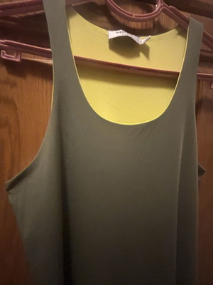 Maxi dress Mexx Fashion khaki with yellow lining size L like new