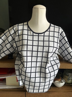 Stefanel knitted cotton blouse like new, white and blue