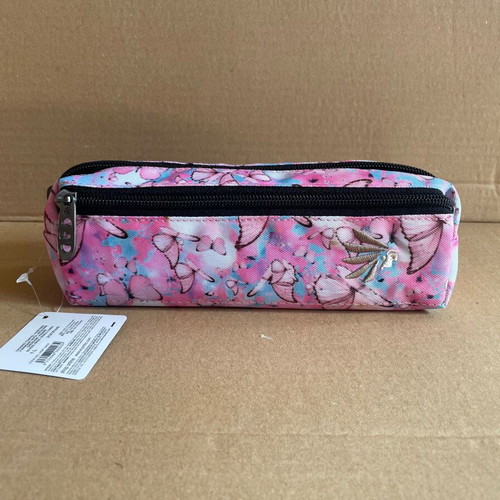 Pencil Case Barrel 15NF36 Pink with Butterfly Design