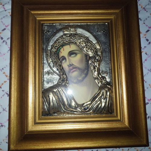 The Bridegroom Silver 925 and 24K Gold Icon, New, 43x34 cm