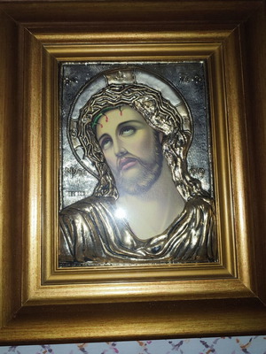 The Bridegroom Silver 925 and 24K Gold Icon, New, 43x34 cm