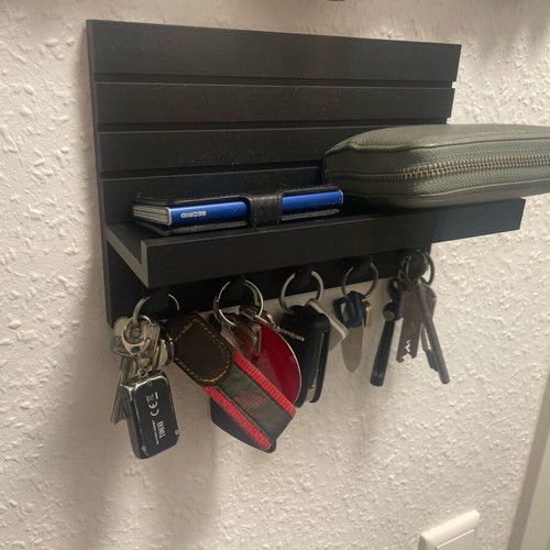 Modern wall key holder new with black matte shelf