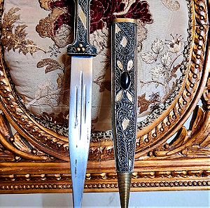 Παλαιό χειροποίητο μαχαίρι (καμα) καυκασιανό κιντζάλ με το θηκάρι του, μοναδικό σχέδιο