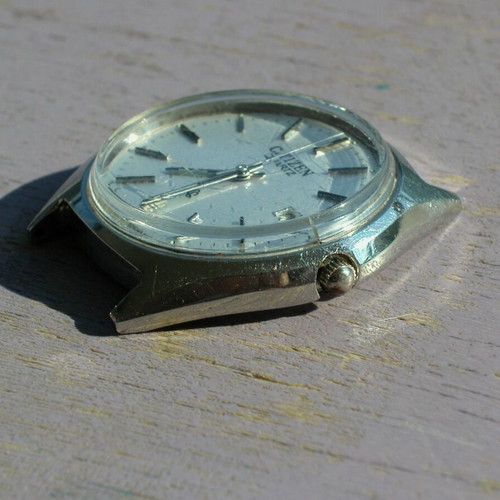 Citizen Quartz vintage watch used, silver, for repair or parts