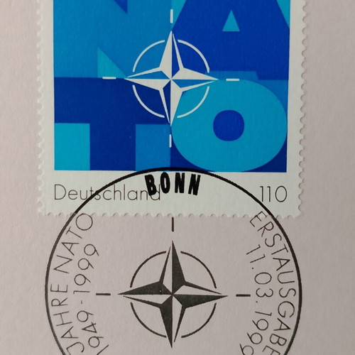 German 1999 stamp with Bonn first day cover, mint block of four