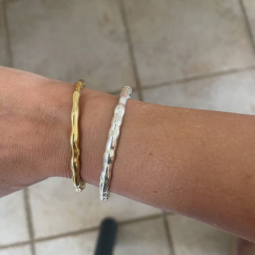 Stainless steel bracelets, gold and silver set