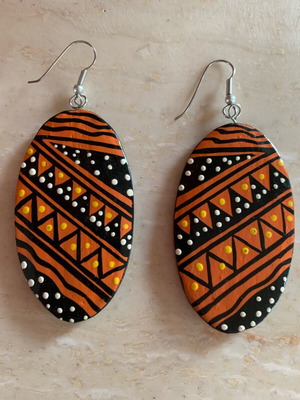 Vintage wooden earrings handmade, new, ethnic tribal designs