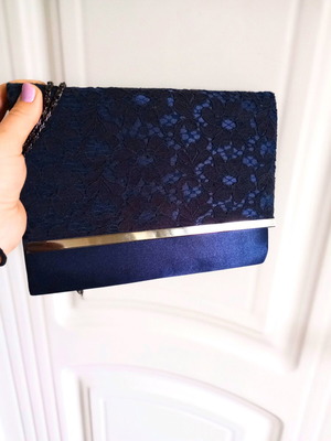 Shoulder clutch bag new with chain blue