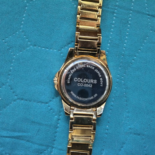 Colours women's wristwatch gold and silver with zirconia