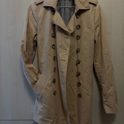 Beige capartina coat used with torn lining, size M