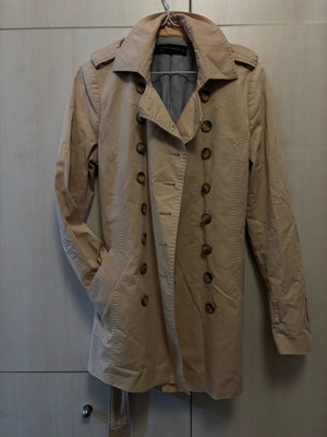 Beige capartina coat used with torn lining, size M