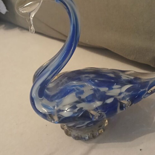 Decorative blown glass swan