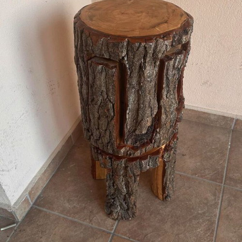Handmade wooden stools new from tree trunk