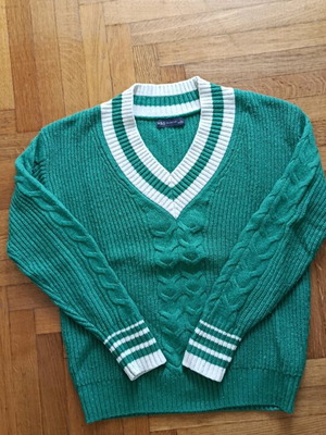 Marks & Spencer college sweater like new, white and green, size S