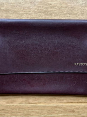 Olympic Airways leather briefcase-folder used, 1970s