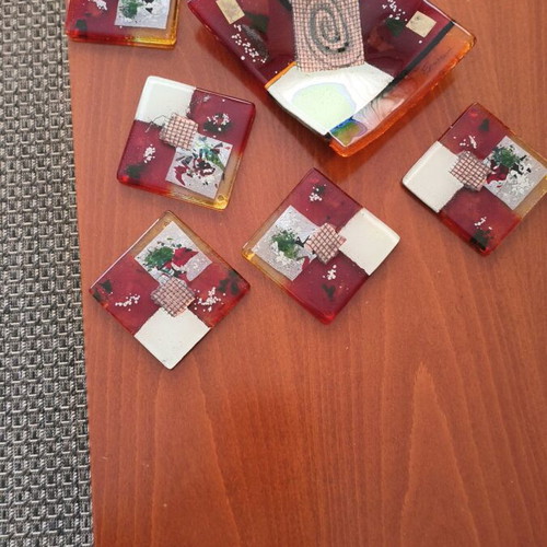 Decorative coasters with fusing glass like new