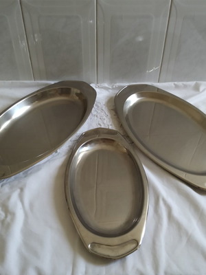 AMC stainless steel serving platters set of 3 oval