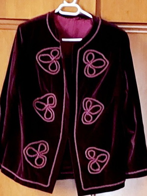 Women's velvet tailored suit like new, handmade with decorative details