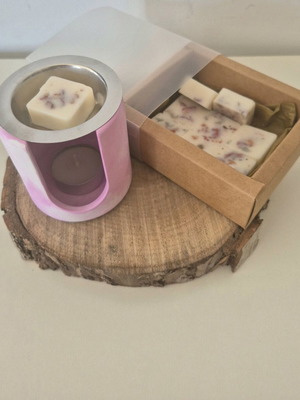 Aromatherapy Set with Wax Melts and Handmade Burner, Vanilla Fresh