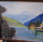 Oil painting "Landscape" signed by Romanian artist, like new, 40×22cm