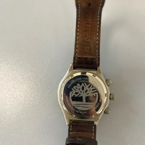 Timberland Steel Chronograph wristwatch with white dial and brown leather strap
