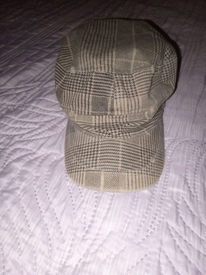Beige checked winter hat