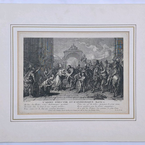 The Farewell of Hector engraving used, copperplate 1700-1749