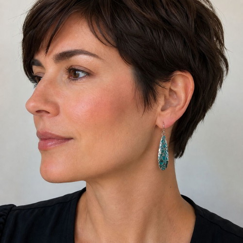 Handmade Earrings from Silver-Plated Brass with Turquoise